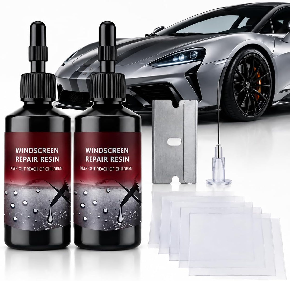 Windshield Crack Repair Kit | طقم إصلاح تشققات زجاج السيارة الأمامي