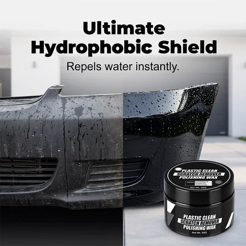 Wax for removing and repairing scratches on automotive plastic surfaces (sponge included)