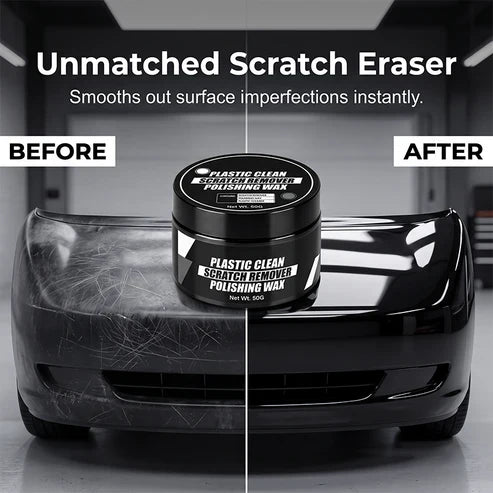 Wax for removing and repairing scratches on automotive plastic surfaces (sponge included)
