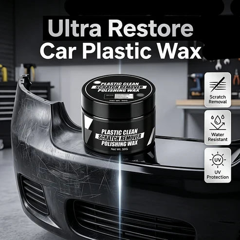 Wax for removing and repairing scratches on automotive plastic surfaces (sponge included)