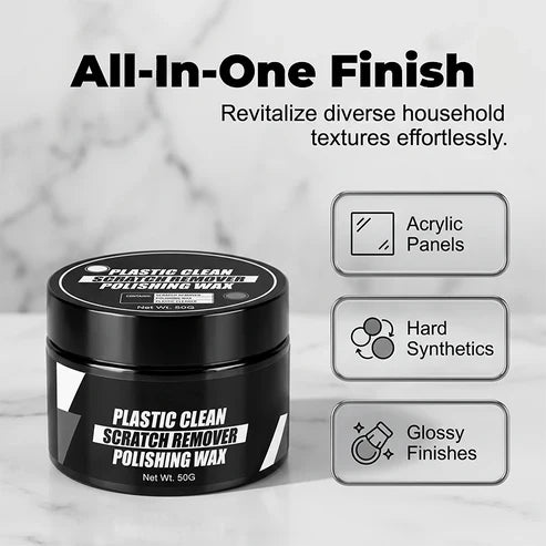 Wax for removing and repairing scratches on automotive plastic surfaces (sponge included)